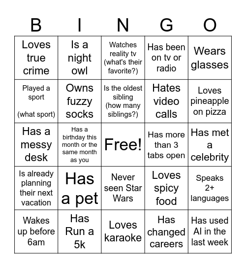 Icebreaker BINGO Card