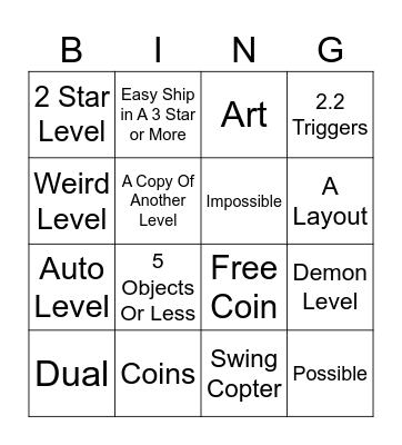 2.2 Geometry Dash Search Bingo Card