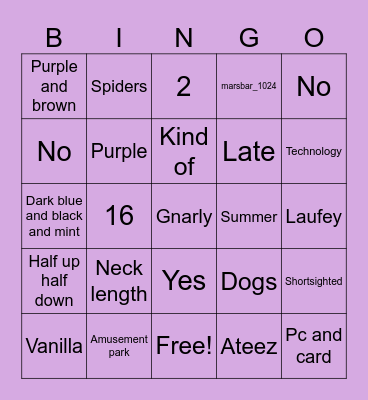 Birthday Bingo Card
