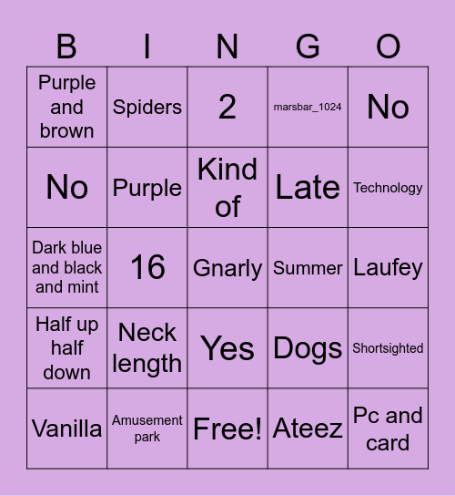 Birthday Bingo Card