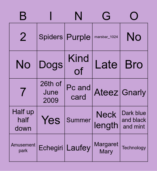 Birthday Bingo Card