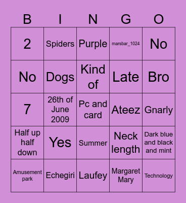Birthday Bingo Card