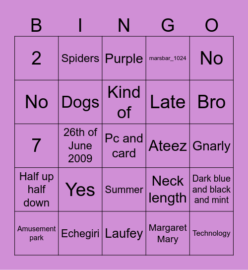 Birthday Bingo Card