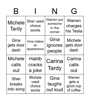 Work Day Bingo Card