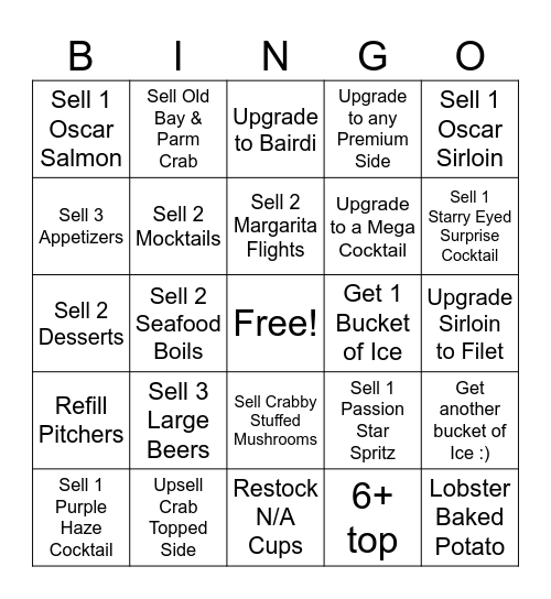 Crabfest Bingo Card
