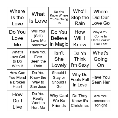 So Many Questions Bingo Card