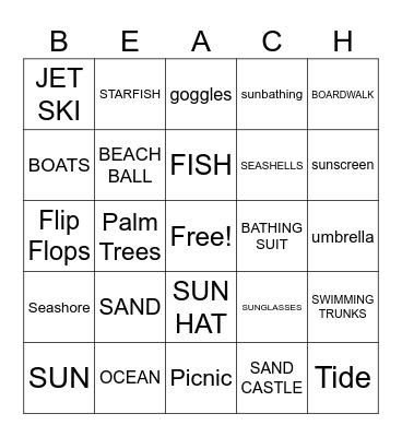 BEACH Bingo Card