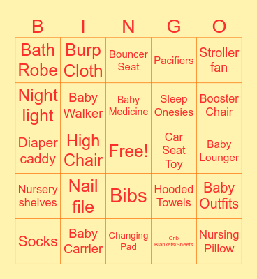 Baby Gift Bingo! Bingo Card