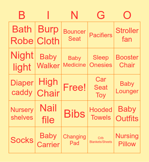 Baby Gift Bingo! Bingo Card