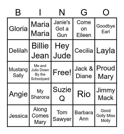 The Name Game Bingo Card