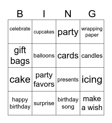 Birthday Bingo Card