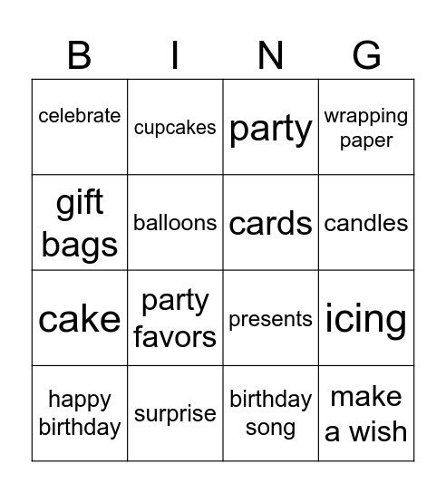 Birthday Bingo Card