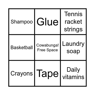 TAC Kids Day By Products Bingo Card