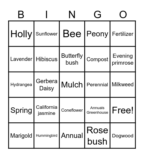 Annual and Perennials Round 1&2 Bingo Card