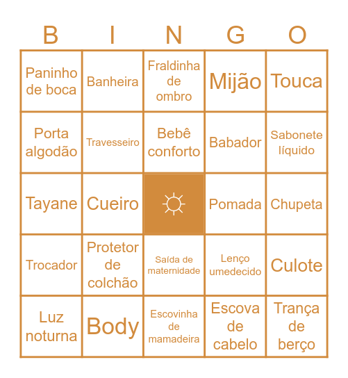 Chá de Fralda do Levi Bingo Card