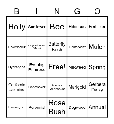 Annual and Perennials    Round 1&2 Bingo Card