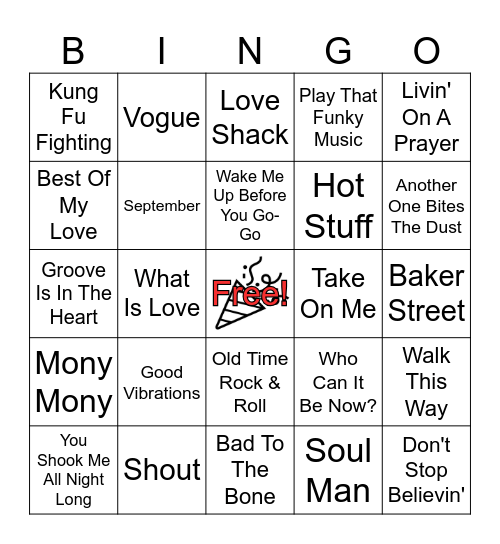 Party Playlist Bingo Card