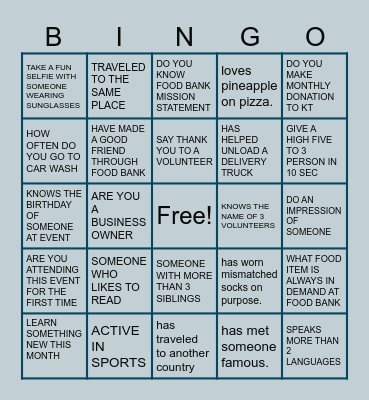 KNIGHTS TABLE Bingo Card