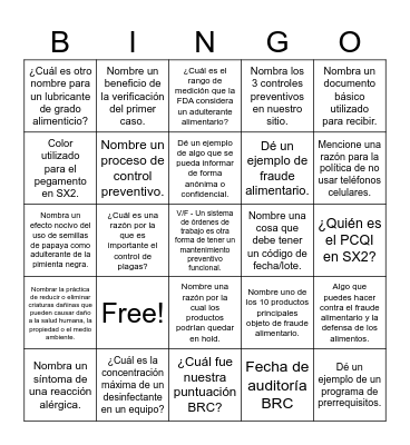 June Quality Bingo Card