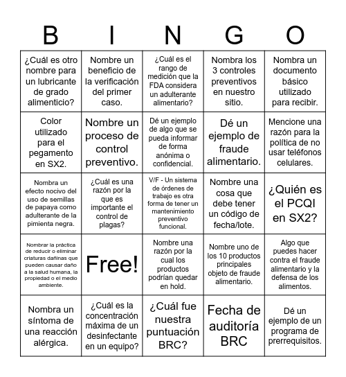 June Quality Bingo Card