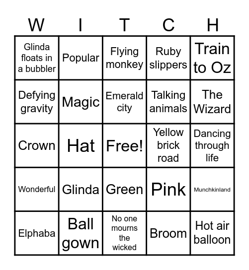 Wicked Bingo Card
