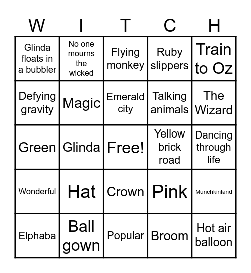 Wicked Bingo Card