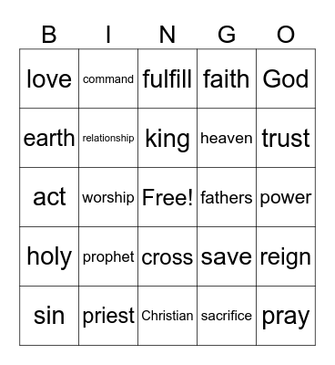 Kids Quest Bingo Card