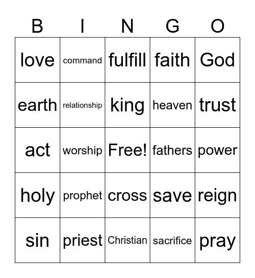 Kids Quest Bingo Card