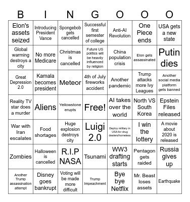 Second Half Of 2025 Bingo Card Bingo Card