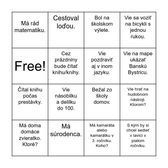 Spoznávačka - Získaj podpis niekoho kto... Bingo Card