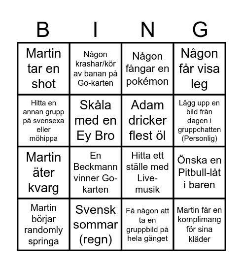 Martins Svensexa Bingo Card
