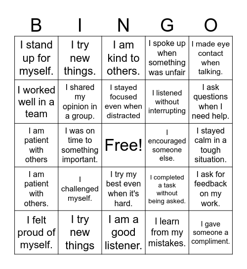 Superpower Bingo Card