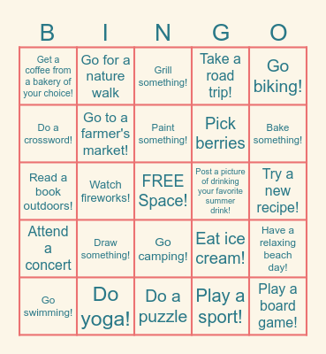 Science Summer Bingo! Bingo Card
