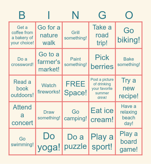 Science Summer Bingo! Bingo Card