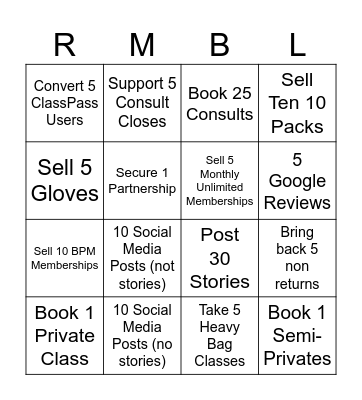 Rumble Bingo YT FOH Bingo Card