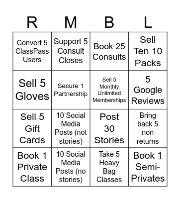 Rumble Bingo MP FOH Bingo Card