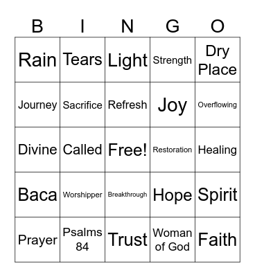 Becoming Her in the Valley of Baca Bingo Card