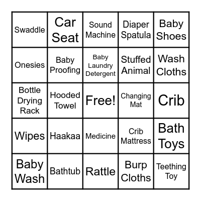Baby Bingo Card