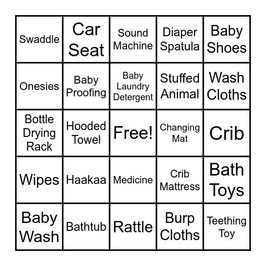 Baby Bingo Card