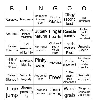 KDRAMA TROPE BINGOO Bingo Card