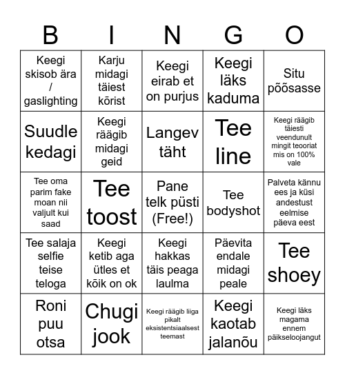 Bingo Pauk ! Bingo Card