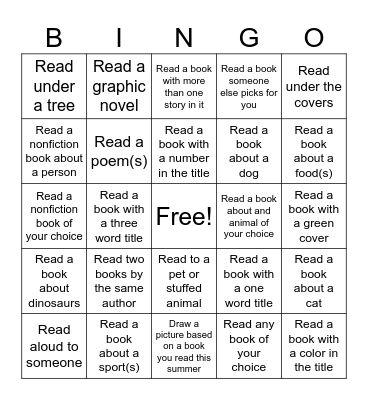 Summer Learning Bingo - Kids Bingo Card