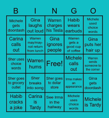 Canon Work Week Bingo Card