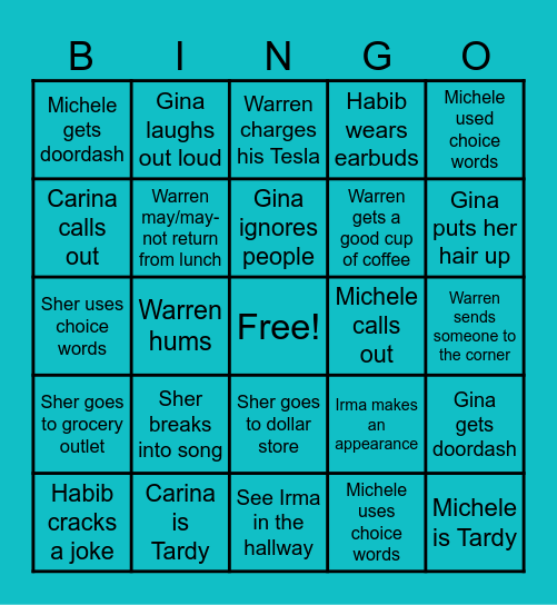 Canon Work Week Bingo Card