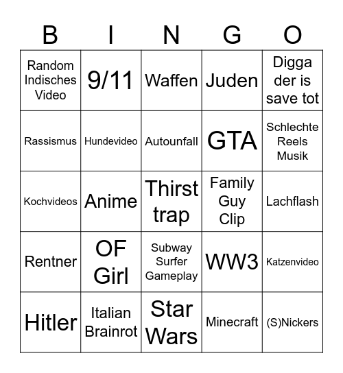 Insta Bingorino Bingo Card