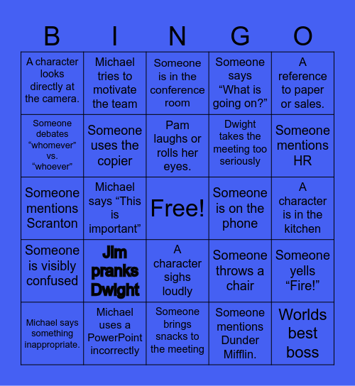 The Office Bingo Card