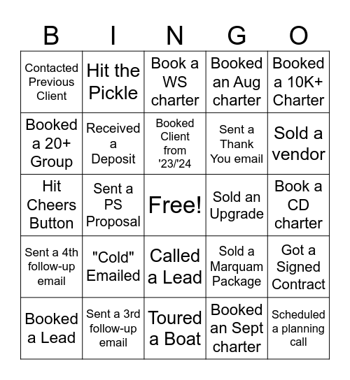 JUNE SALES BINGO Card