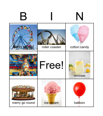 Amusement Park Bingo Card