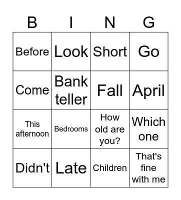 InFlux Bingo Card