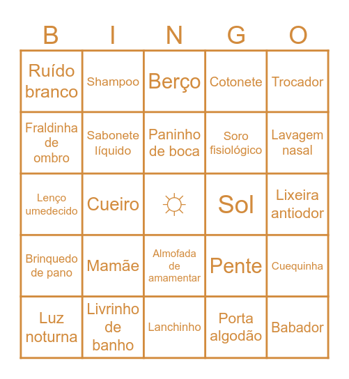Chá de Fralda do Levi Bingo Card